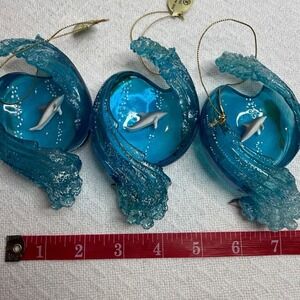 Lot‎ of 3 Dolphin Wave Christmas Ornaments Underwater Ocean Sea Decor